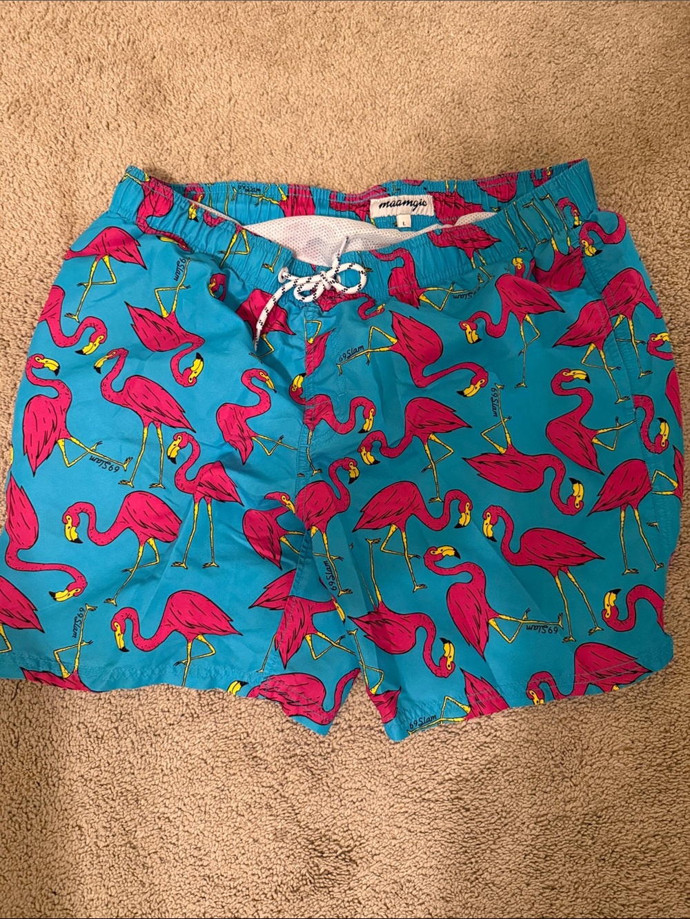 Madewell Men’s Turquoise Flamingo Swim Trunks